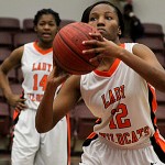 santana Santana McKissick at the free throw line for the Lady Wildcats in the region tournament at East Webster. Photo by Joel McNeece